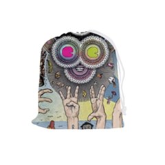 Vintage Trippy Aesthetic Psychedelic 70s Aesthetic Drawstring Pouch (large) by Bangk1t