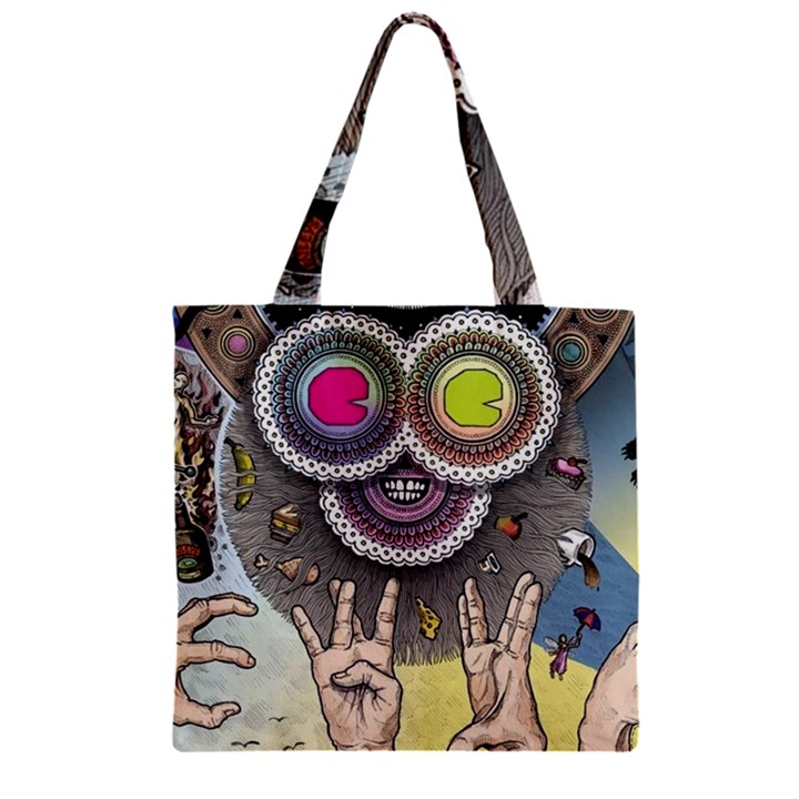 Vintage Trippy Aesthetic Psychedelic 70s Aesthetic Zipper Grocery Tote Bag