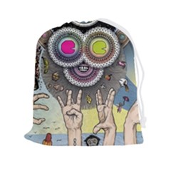 Vintage Trippy Aesthetic Psychedelic 70s Aesthetic Drawstring Pouch (2xl) by Bangk1t