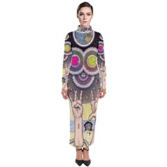 Vintage Trippy Aesthetic Psychedelic 70s Aesthetic Turtleneck Maxi Dress by Bangk1t