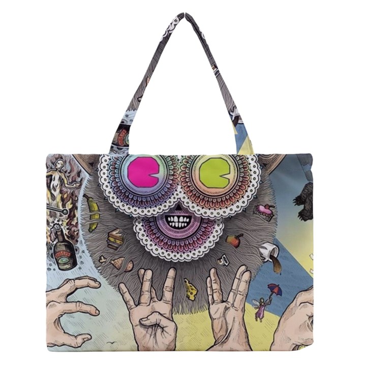 Vintage Trippy Aesthetic Psychedelic 70s Aesthetic Zipper Medium Tote Bag