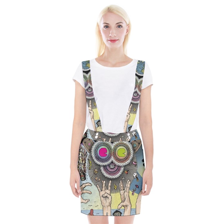 Vintage Trippy Aesthetic Psychedelic 70s Aesthetic Braces Suspender Skirt