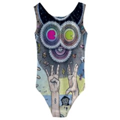 Vintage Trippy Aesthetic Psychedelic 70s Aesthetic Kids  Cut-out Back One Piece Swimsuit by Bangk1t