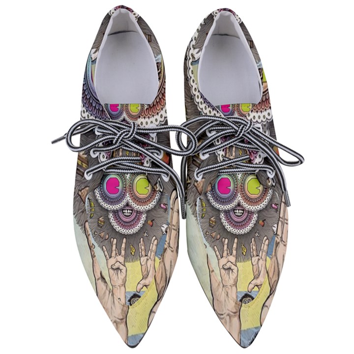 Vintage Trippy Aesthetic Psychedelic 70s Aesthetic Pointed Oxford Shoes