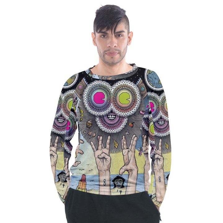 Vintage Trippy Aesthetic Psychedelic 70s Aesthetic Men s Long Sleeve Raglan Tee