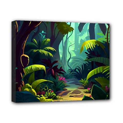 Rainforest Jungle Cartoon Animation Background Canvas 10  X 8  (stretched) by Ndabl3x