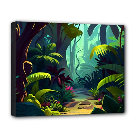 Rainforest Jungle Cartoon Animation Background Deluxe Canvas 20  X 16  (stretched) by Ndabl3x