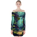 Rainforest Jungle Cartoon Animation Background Long Sleeve Off Shoulder Dress View1