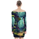 Rainforest Jungle Cartoon Animation Background Long Sleeve Off Shoulder Dress View2