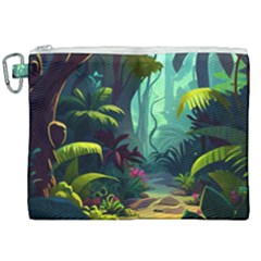 Rainforest Jungle Cartoon Animation Background Canvas Cosmetic Bag (xxl) by Ndabl3x