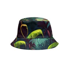 Rainforest Jungle Cartoon Animation Background Inside Out Bucket Hat (kids) by Ndabl3x