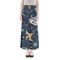 Space Theme Art Pattern Design Wallpaper Full Length Maxi Skirt by Ndabl3x