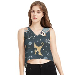 Space Theme Art Pattern Design Wallpaper V-neck Cropped Tank Top by Ndabl3x