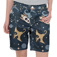 Space Theme Art Pattern Design Wallpaper Women s Pocket Shorts by Ndabl3x