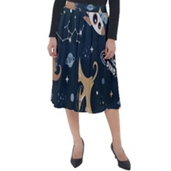 Space Theme Art Pattern Design Wallpaper Classic Velour Midi Skirt  by Ndabl3x