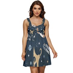 Space Theme Art Pattern Design Wallpaper Ruffle Strap Babydoll Chiffon Dress by Ndabl3x