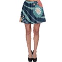 Waves Flowers Pattern Water Floral Minimalist Skater Skirt View1