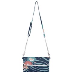 Waves Flowers Pattern Water Floral Minimalist Mini Crossbody Handbag by Ndabl3x