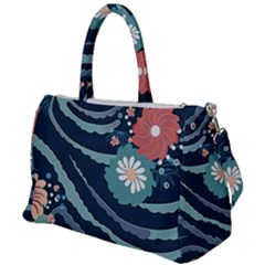 Waves Flowers Pattern Water Floral Minimalist Duffel Travel Bag by Ndabl3x