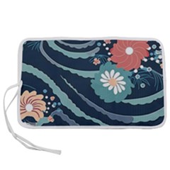 Waves Flowers Pattern Water Floral Minimalist Pen Storage Case (s) by Ndabl3x