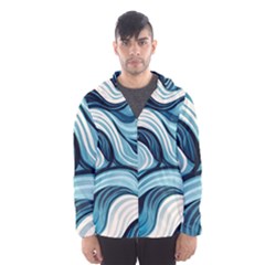 Pattern Ocean Waves Arctic Ocean Blue Nature Sea Men s Hooded Windbreaker by Ndabl3x