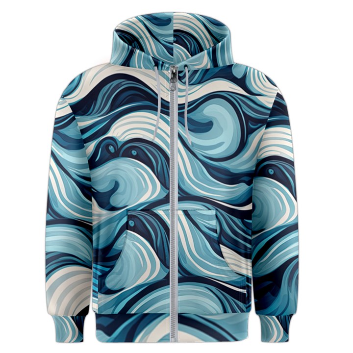 Pattern Ocean Waves Arctic Ocean Blue Nature Sea Men s Zipper Hoodie