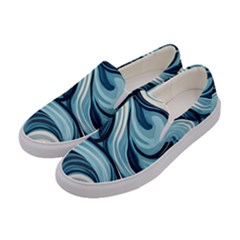 Pattern Ocean Waves Arctic Ocean Blue Nature Sea Women s Canvas Slip Ons by Ndabl3x