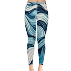 Pattern Ocean Waves Arctic Ocean Blue Nature Sea Inside Out Leggings by Ndabl3x