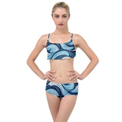 Pattern Ocean Waves Arctic Ocean Blue Nature Sea Layered Top Bikini Set