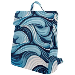 Pattern Ocean Waves Arctic Ocean Blue Nature Sea Flap Top Backpack by Ndabl3x