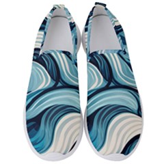 Pattern Ocean Waves Arctic Ocean Blue Nature Sea Men s Slip On Sneakers by Ndabl3x