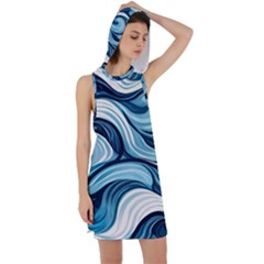 Pattern Ocean Waves Arctic Ocean Blue Nature Sea Racer Back Hoodie Dress