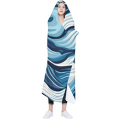 Pattern Ocean Waves Arctic Ocean Blue Nature Sea Wearable Blanket by Ndabl3x