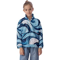 Pattern Ocean Waves Arctic Ocean Blue Nature Sea Kids  Half Zip Hoodie by Ndabl3x