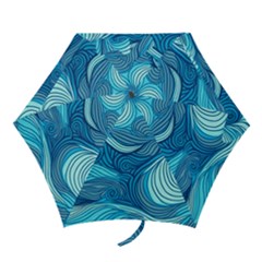 Ocean Waves Sea Abstract Pattern Water Blue Mini Folding Umbrellas by Ndabl3x