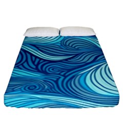 Ocean Waves Sea Abstract Pattern Water Blue Fitted Sheet (king Size) by Ndabl3x