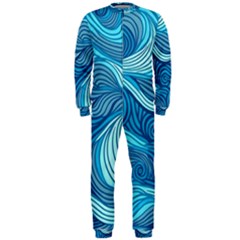 Ocean Waves Sea Abstract Pattern Water Blue Onepiece Jumpsuit (men)