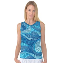 Ocean Waves Sea Abstract Pattern Water Blue Women s Basketball Tank Top by Ndabl3x