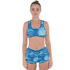 Ocean Waves Sea Abstract Pattern Water Blue Racerback Boyleg Bikini Set by Ndabl3x