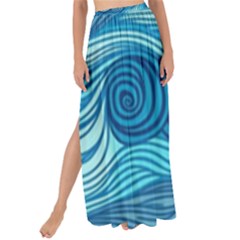 Ocean Waves Sea Abstract Pattern Water Blue Maxi Chiffon Tie-up Sarong