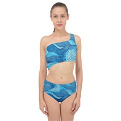 Ocean Waves Sea Abstract Pattern Water Blue Spliced Up Two Piece Swimsuit by Ndabl3x