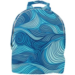 Ocean Waves Sea Abstract Pattern Water Blue Mini Full Print Backpack by Ndabl3x