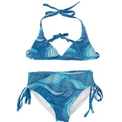 Ocean Waves Sea Abstract Pattern Water Blue Kids  Classic Bikini Set by Ndabl3x