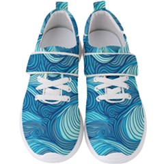 Ocean Waves Sea Abstract Pattern Water Blue Men s Velcro Strap Shoes by Ndabl3x