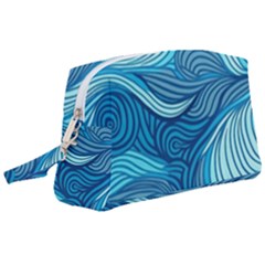 Ocean Waves Sea Abstract Pattern Water Blue Wristlet Pouch Bag (large) by Ndabl3x