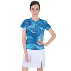 Ocean Waves Sea Abstract Pattern Water Blue Women s Sports Top by Ndabl3x