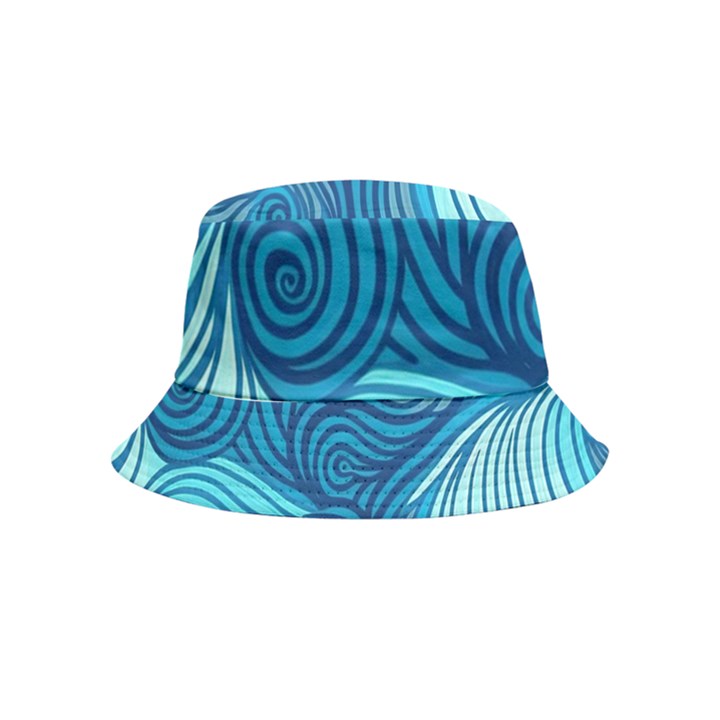 Ocean Waves Sea Abstract Pattern Water Blue Inside Out Bucket Hat (Kids)