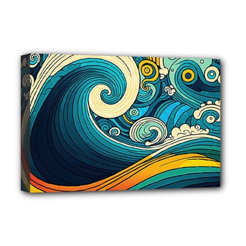 Waves Wave Ocean Sea Abstract Whimsical Abstract Art Deluxe Canvas 18  X 12  (stretched) by Ndabl3x