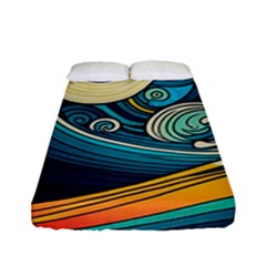 Waves Wave Ocean Sea Abstract Whimsical Abstract Art Fitted Sheet (full/ Double Size) by Ndabl3x