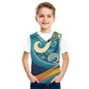 Waves Wave Ocean Sea Abstract Whimsical Abstract Art Kids  Basketball Tank Top View1